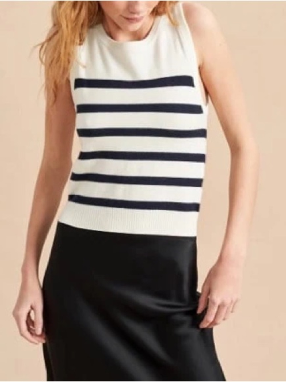 La Ligne Mateo Tank Cream/Navy. Size Small. NWT.